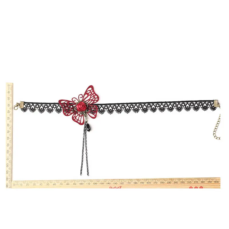 قلادة وشم بشرابة كريستال فيكتورية للنساء ، قلادة دانتيل أسود ، ياقة عتيقة ، مجوهرات زفاف ، موضة قوطية ، صيحات #4