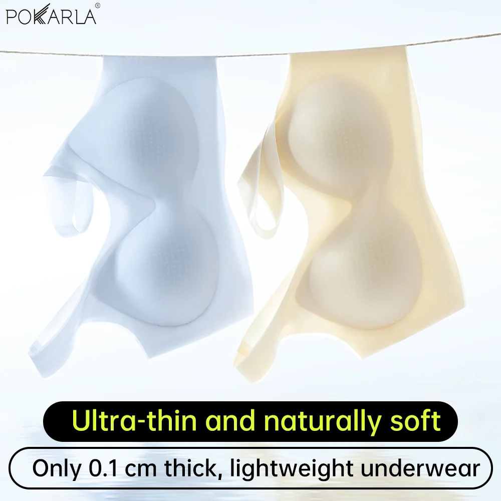 Dámská ultra tenká podprsenka bezešvá bez oceli chladicí ledové hedvábné spodní prádlo měkká opora shromažďovací podprsenka plný košíček push-up dámské spodní prádlo - náhled 2