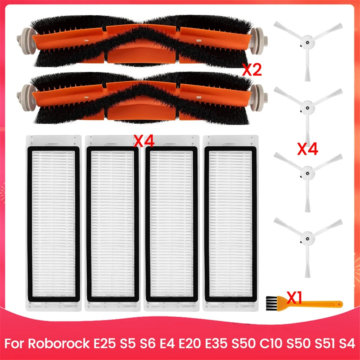 مجموعة ملحقات FZFZ لـ E25 S5 S6 E4 E20 E35 S50 C10 S50 S51 S4 قطع غيار فرشاة جانبية رئيسية لمرشح Hepa