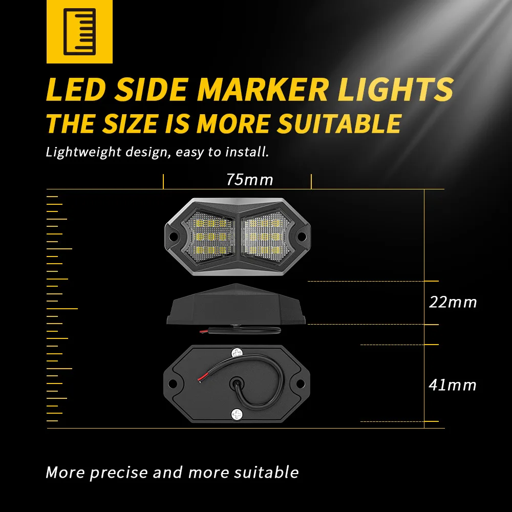Car Chassis Lights White Yellow Red Blue Multicolor LED Decorative Atmosphere Lights for Trucks Warning Side Tail Lights