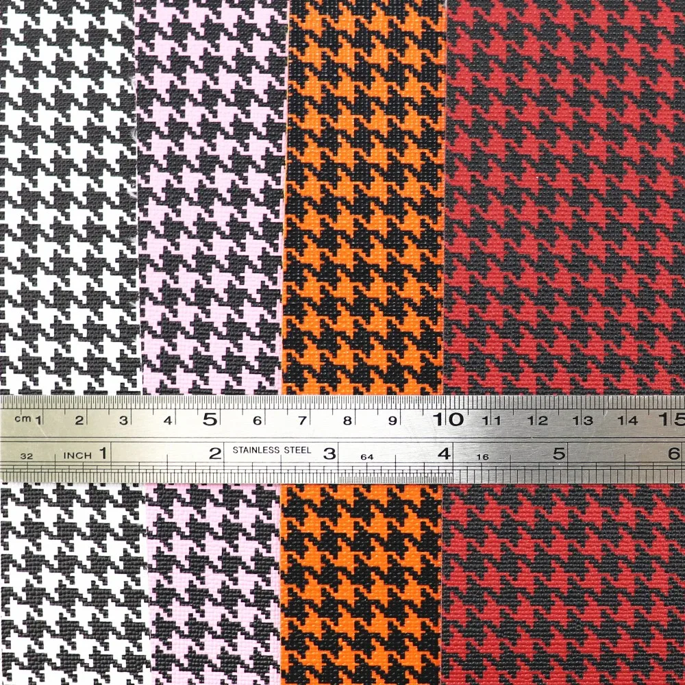 Bird Plaid Artificial Faux Synthetic Leather Fabric For DIY Sawing Accessories Bows PC436