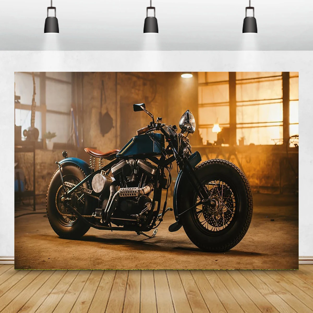 10x6ft World Classical Motorcycle Theme Backdrop Birthday Photography Exhibition Wall Decoration Background Welcome Party Banner