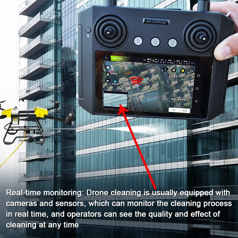 latest technology high security industrial professional cleaning building clean window drone with centrifugal nozzle