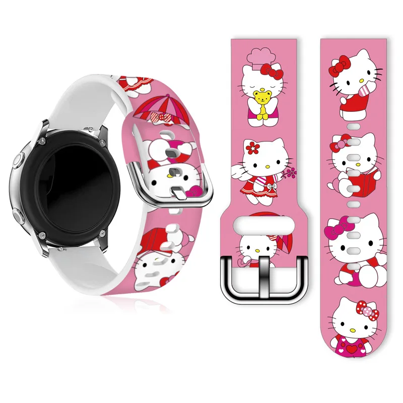 Bracelet en silicone imprimé Sanurgente HelloKitty pour Samsung Huawei, bracelet de montre, accessoires de bracelet, FB-Versa, 23mm, 22mm, 20mm