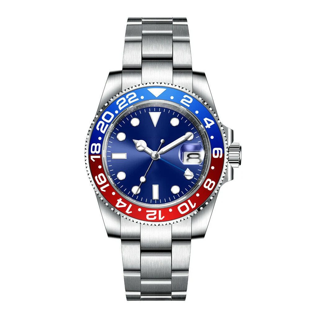 Imagem -03 - Relógios de Pulso Mecânicos Automáticos para Homens Nh34 Gmt Ver 40 mm Moldura Cerâmica Sapphire Veres100m Relógio Impermeável Estéril