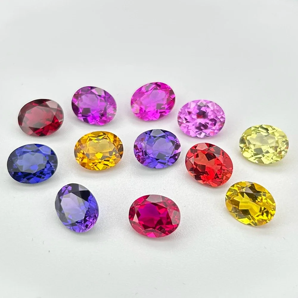 12 Pieces 1 Set 5A Quality Oval 8x10mm Synthetic Corundum Spinel Rainbow Stone