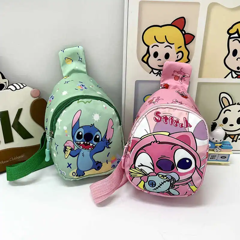 Borsa a tracolla Anime Stitch Borsa portaoggetti per accessori da viaggio Disney Borsa a tracolla con decorazione simpatico cartone animato per compleanno di ragazze dei ragazzi