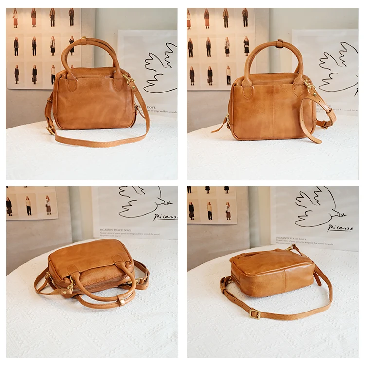 simple casual fashion high-quality first layer cowhide women's small handbag handmade luxury genuine leather female shoulder bag