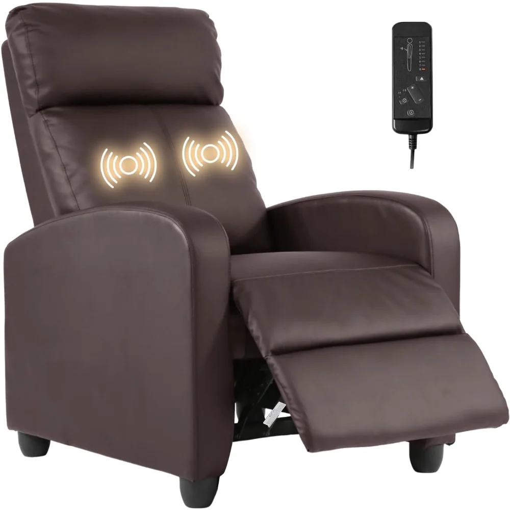

Recliner Chair Breathable Padded PU Leather Massage Single Sofa Recliners for Small Recliner Chair with Footrest Home Theater
