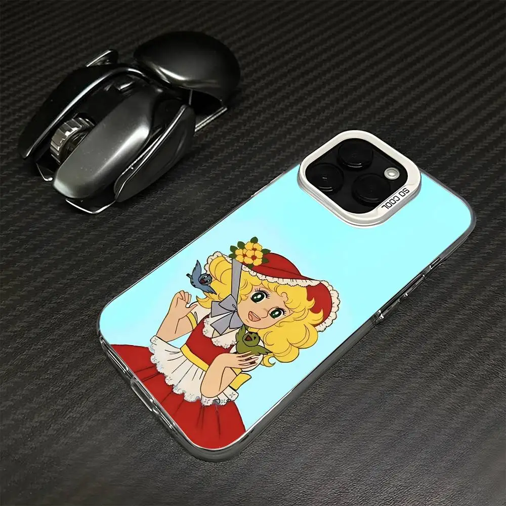 حافظة هاتف أنيمي مانغا كاندي لهاتف آيفون 17،16،15،14،13،12،11 بلس، برو ماكس غطاء أبيض غير لامع مقاوم للصدمات