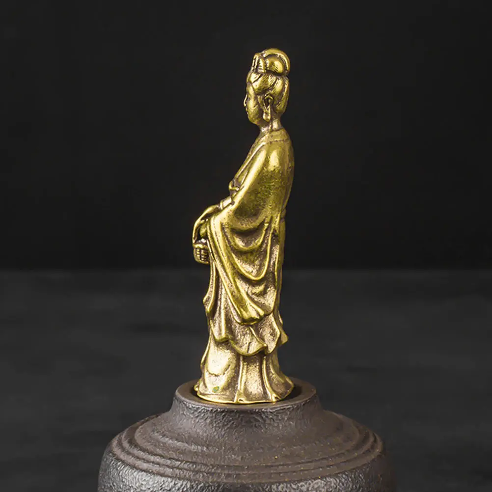

Brass Guanyin Feng Shui nament Home Adornment Buddha Decor Small Desktop Collection Gift Wealth Prosperity Symbol