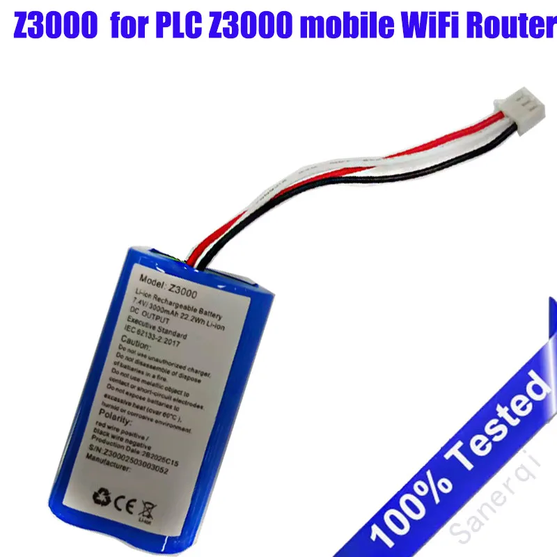 Z3000 Battery Suitable for PLC Z3000 mobile WiFi Router Battery 3000mAh 7.4V Batteries + Free Tools