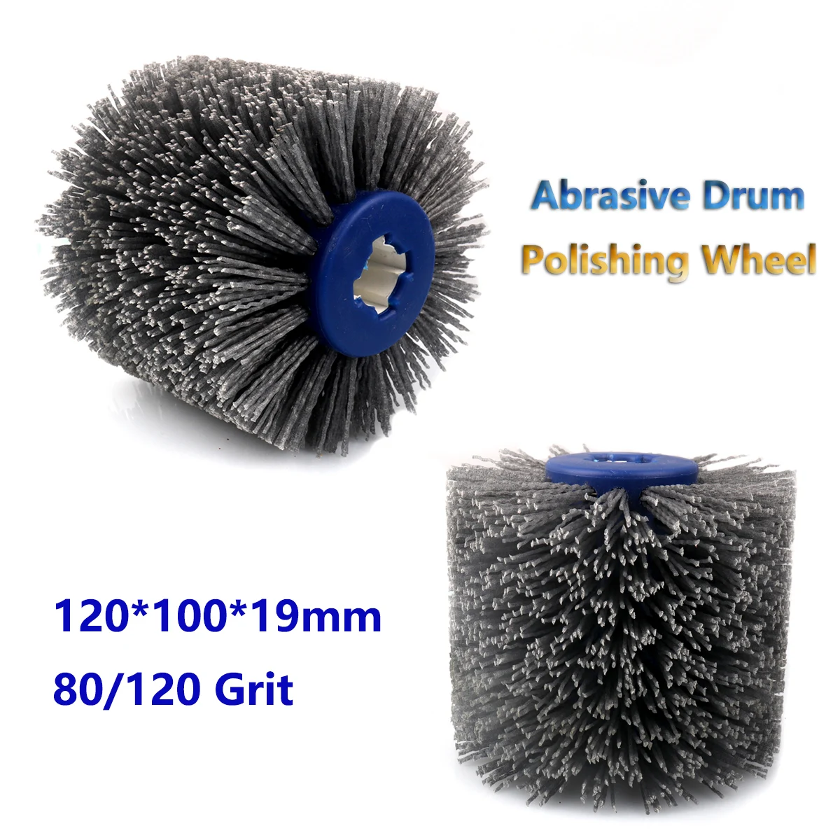 1pcs 120*100*19mm Nylon Abrasive Wire Drum Polishing Wheel Electric Brush for Woodworking Metalworking 80/120 Grit