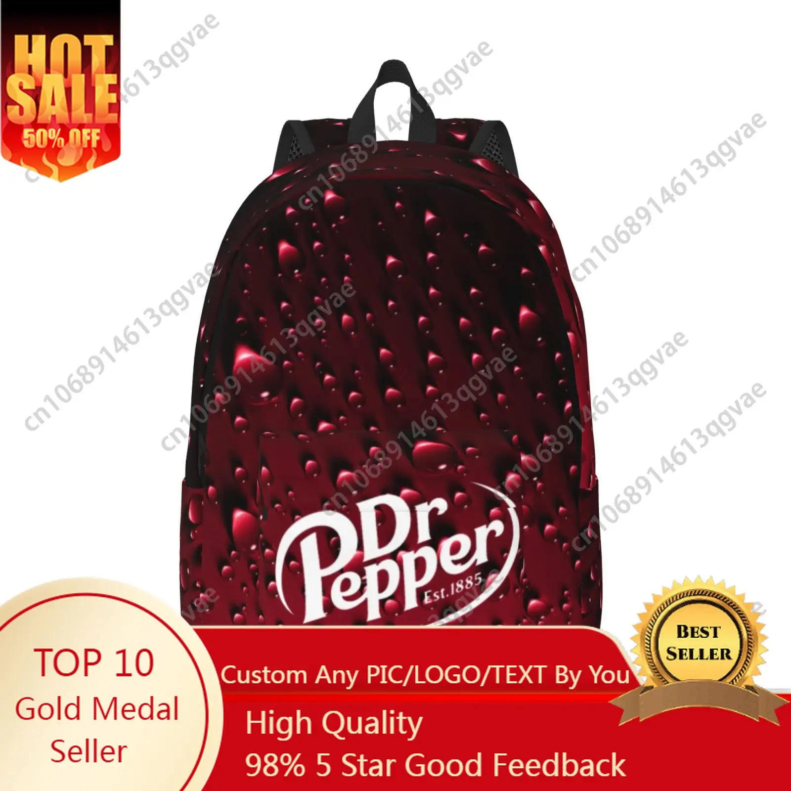 

Dr Pepper American Carbonated Soft Drink Custom Canvas Lightweight Backpack Fashion Durable Student Men Women Business Daypack