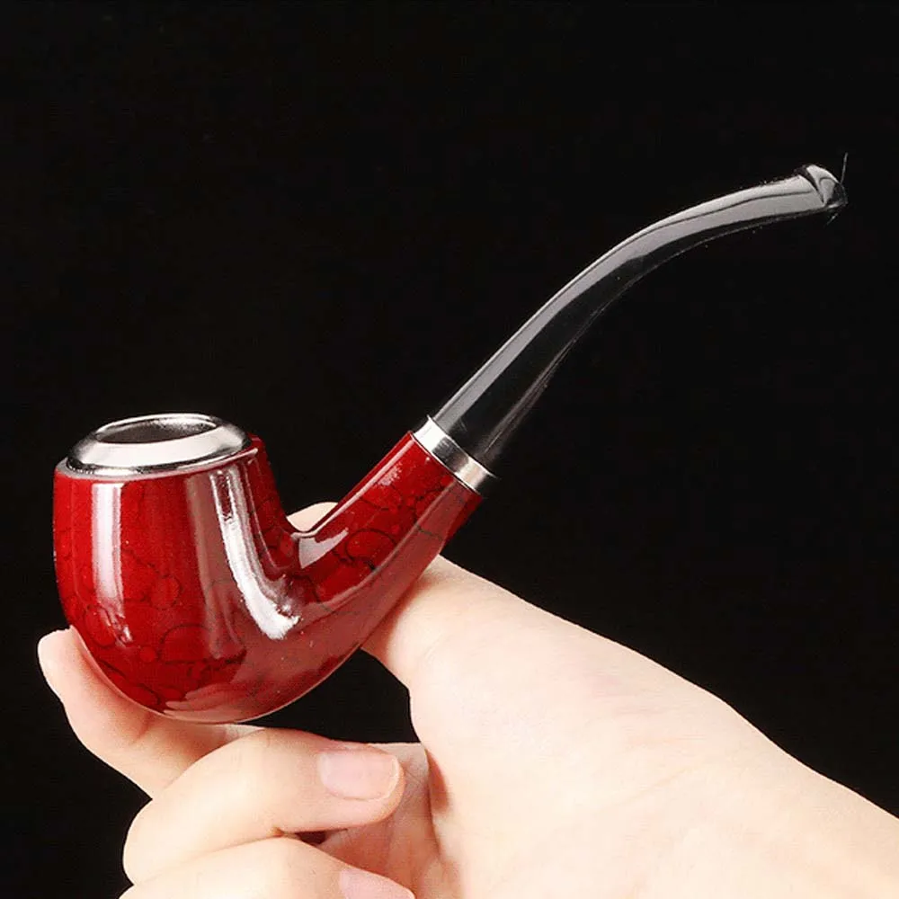 Classic Durable Resin Tobacco Pipe Retro Bending Smoking Chimney Filter Pipe Potable Handheld Cigarette Accessories