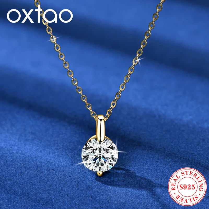 

OXTAO 2ct 1ct D VVS1 муассанит-подвеска-пасьянс с сертифицированной настоящей серебряной цепочкой 925 пробы для женщин, модные 2023 г.
