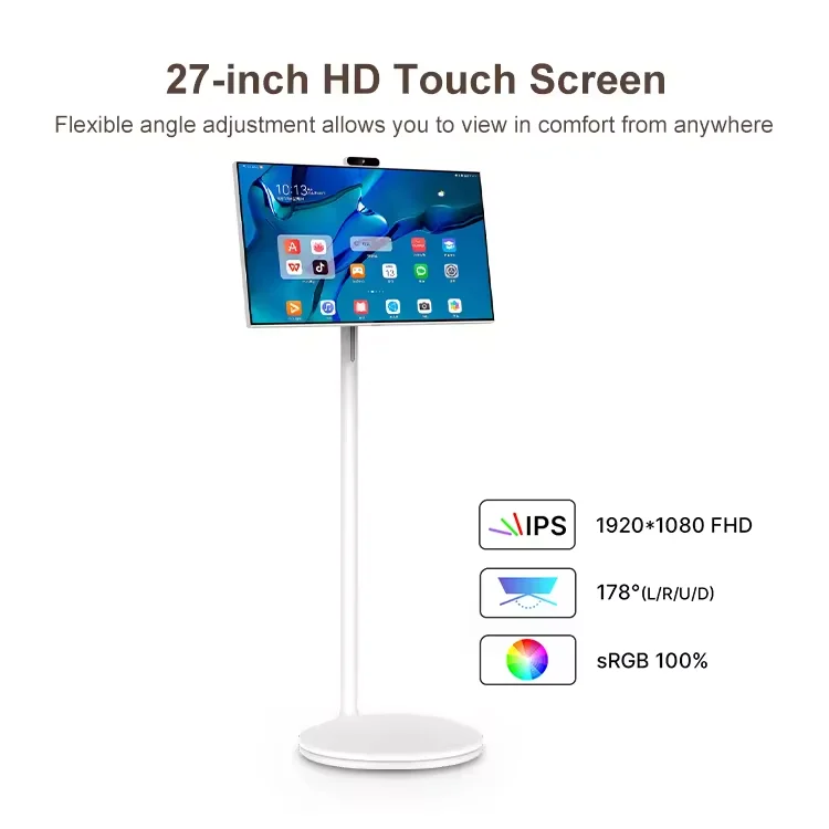 White Backlight LCD Por   TV, 27/32 Inch, Android 12, 6GB+128GB Wireless Smart Television for Daily Entertainment