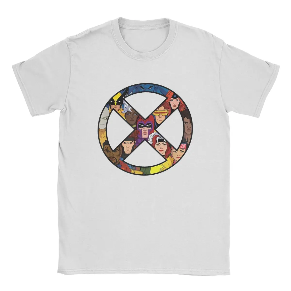 X-men 97 camisetas de la serie animada para hombres, camiseta novedosa de algodón, camisetas del equipo con Logo de círculo X, ropa de manga corta de talla grande