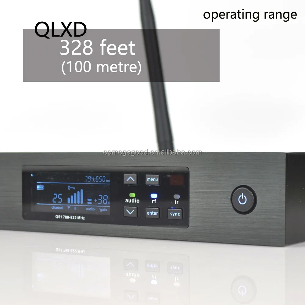 QLXD1 Lavalier وسماعة الرأس QLXD4 أنظمة الميكروفون اللاسلكي UHF تردد قابل للتعديل ميكروفون لاسلكي 626-668 ميجا هرتز