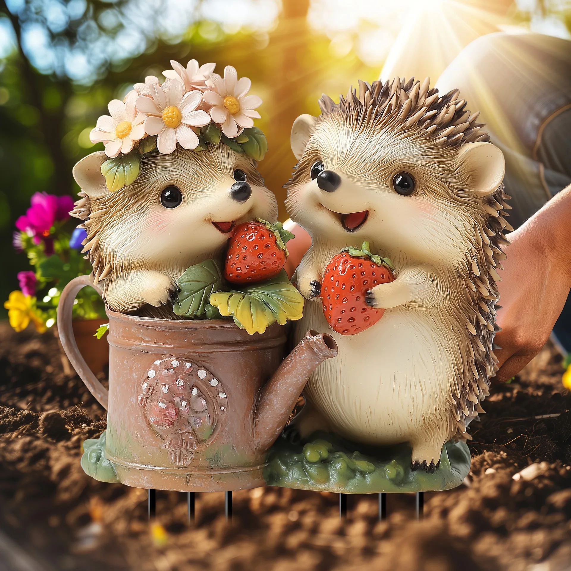 

Acrylic Hedgehog Garden Stake Creative Waterproof Garden Floor Plugs Multi Functional Cute Animal Ground Stake Statue