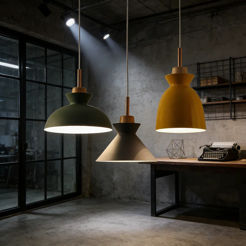 Modern Creative Minimalist Designer Style Solid Wood Chandelier Bedroom Study Makaron LED Pendant Light Home Decoration Lamps
