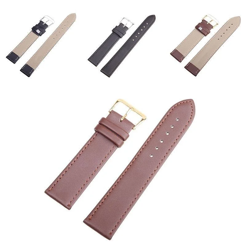 New 10mm/12mm/14mm/16mm/18mm/20mm/22mm/24mm PU Leather Watch Band Men Women Solid Belt Strap Watchband Watch Accessories