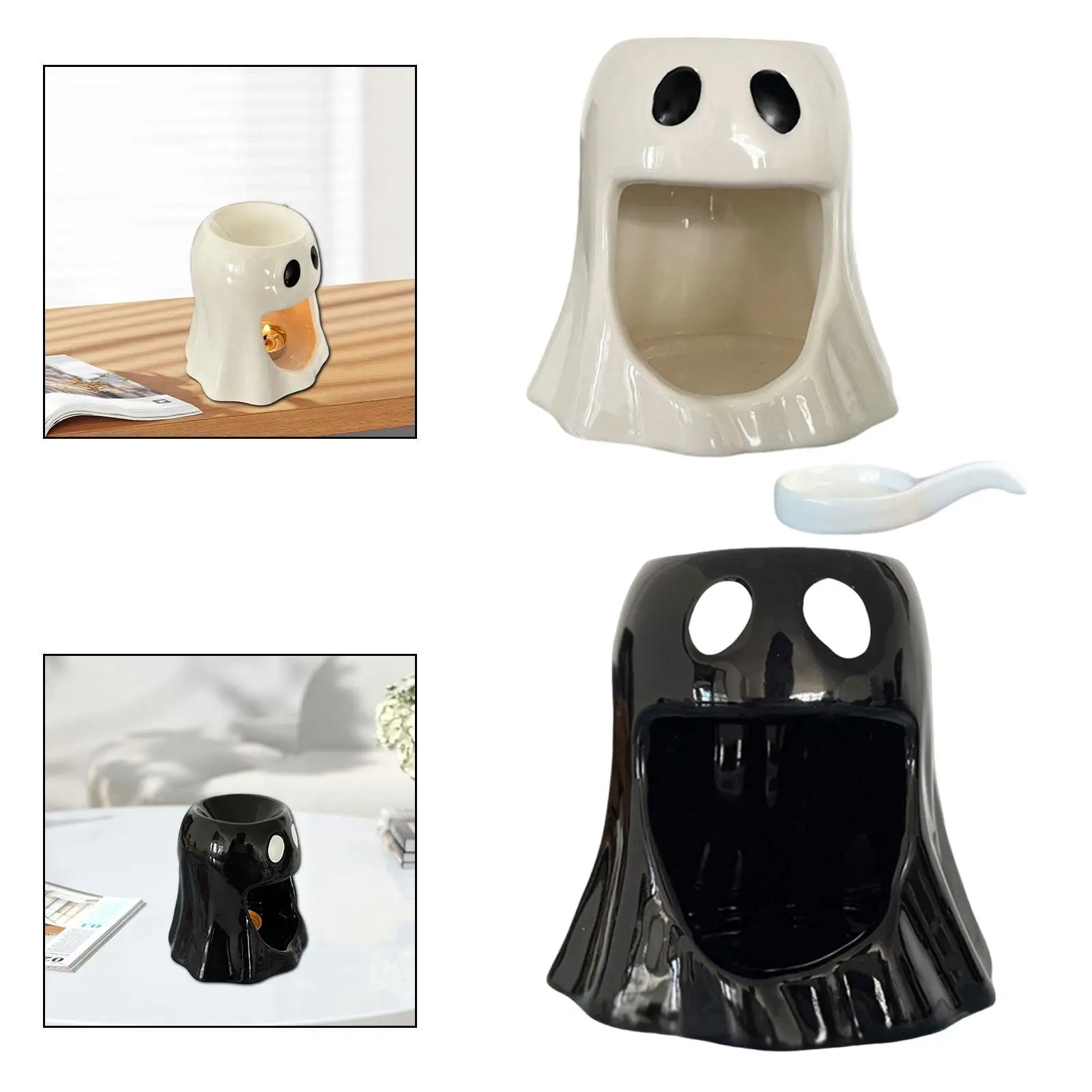 

Essential Oil Burner Ceramic Oil Diffuser,Ornament Tabletop Halloween Aroma Diffuser Burner for SPA Home Office Bedroom