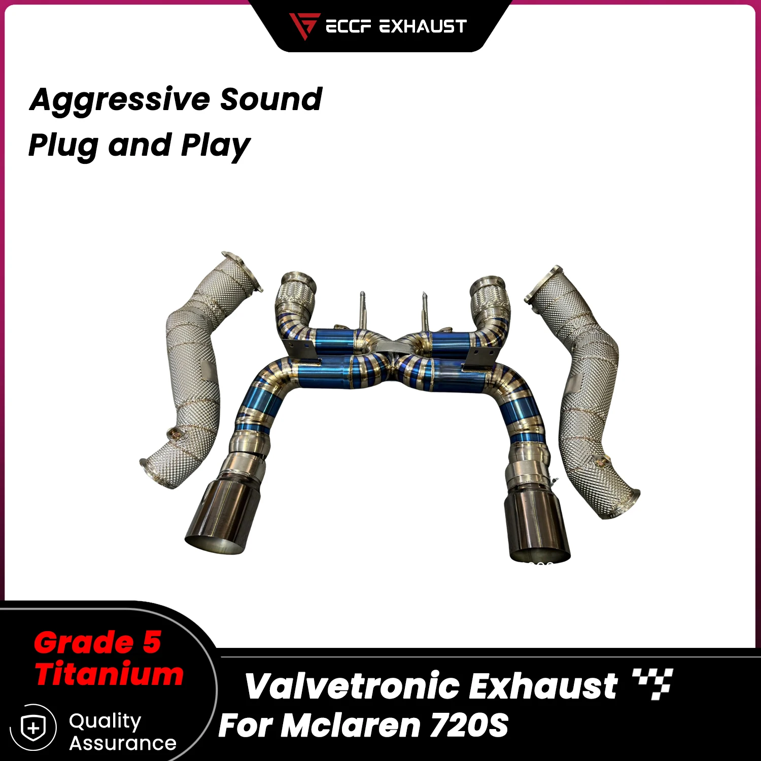 

Sporty Heat Shield TItanium Catback Exhaust With Downpipe for Mclaren 720S Unleash True Exhaust Performance Easy Installation