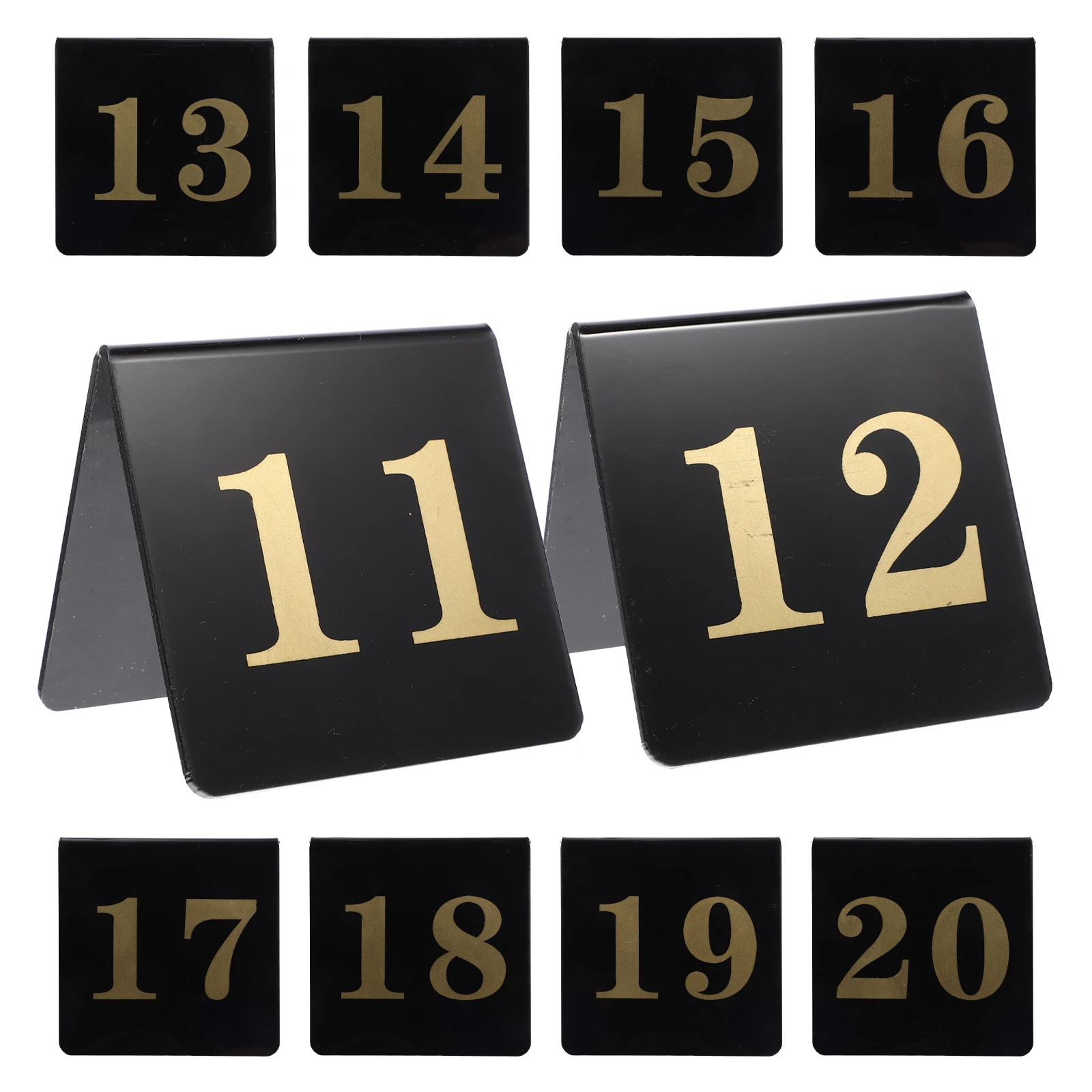 

10Pcs V Acrylic Double Sided Table Numbers Black Gold Acrylic Table Numbers Digital 11 20 Banquet Signs Party Decorations