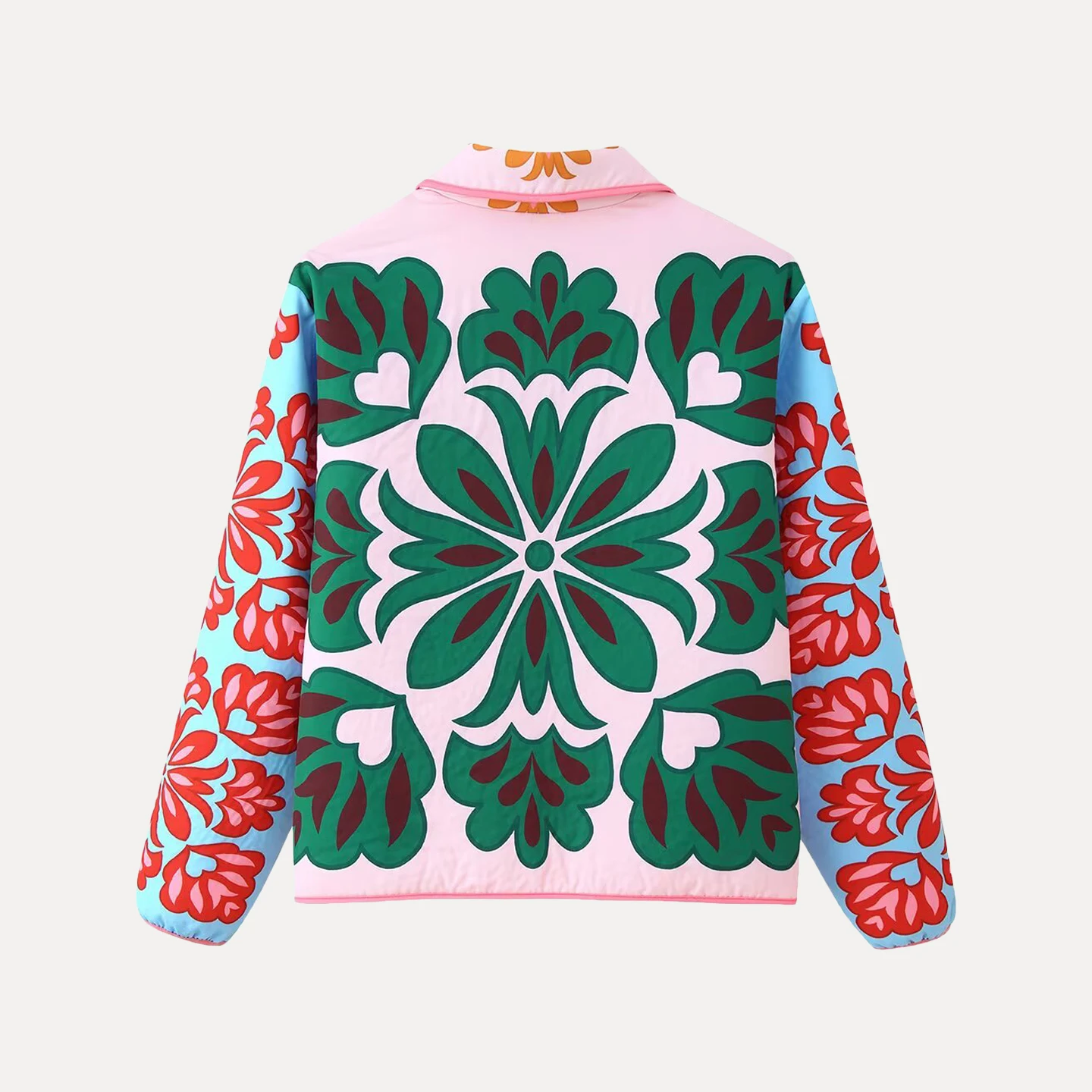 Autumn 2025 Women's Casual Fashion Warm Printing Outerwear Long Sleeve Straight Cut Commute Style Single Button Cotton Jacket 4