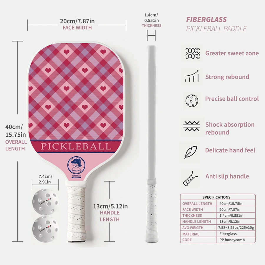 Pickleball Paddle Set with 2 Balls Trendy Pattern Pickleball Paddle Set Lightweight Pickleball Racket for Adults & Beginners