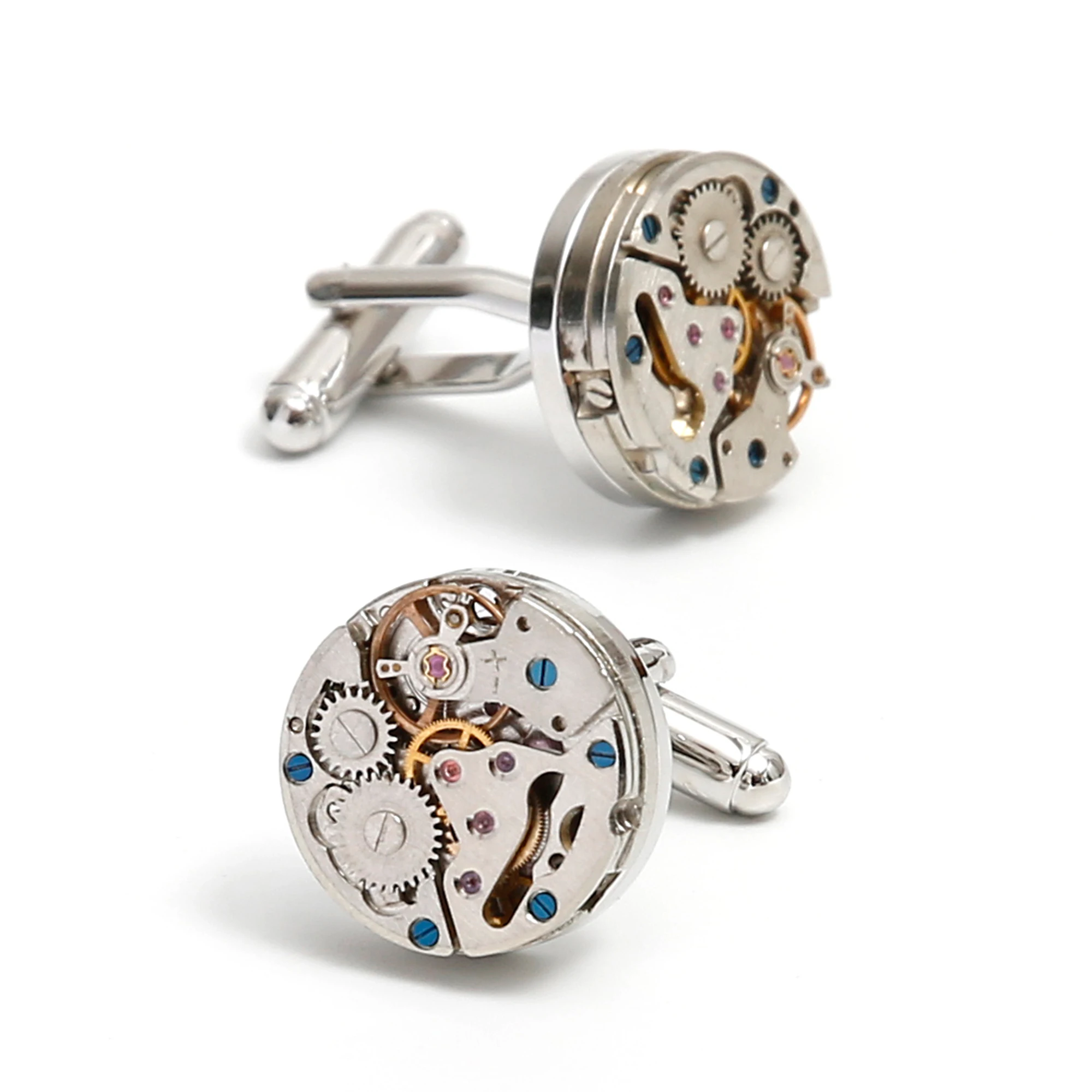 

Cufflinks for Men TOMYE XK24015 Luxury Gear Copper Silver Color Round Dress Shirt Cuff Links Jewelry