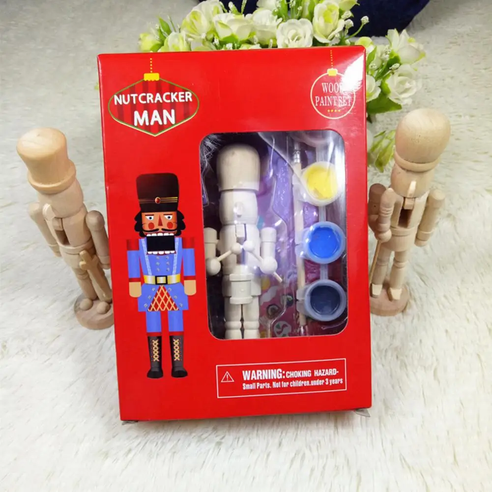 Christmas Nutcracker Nutcracker Ornament Diy Wooden Nutcracker Soldier Figurine Set for Festive Home Decoration Create