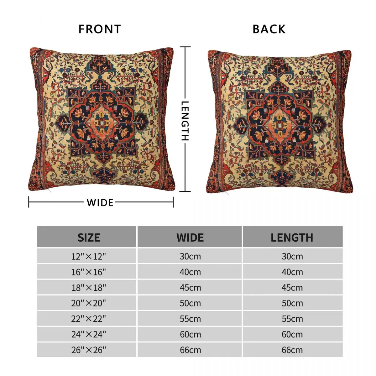 Ferahan Sarouk Antique Persian Pillowcase Polyester Linen Velvet Creative Zip Decor Pillow Case Car Cushion Cover