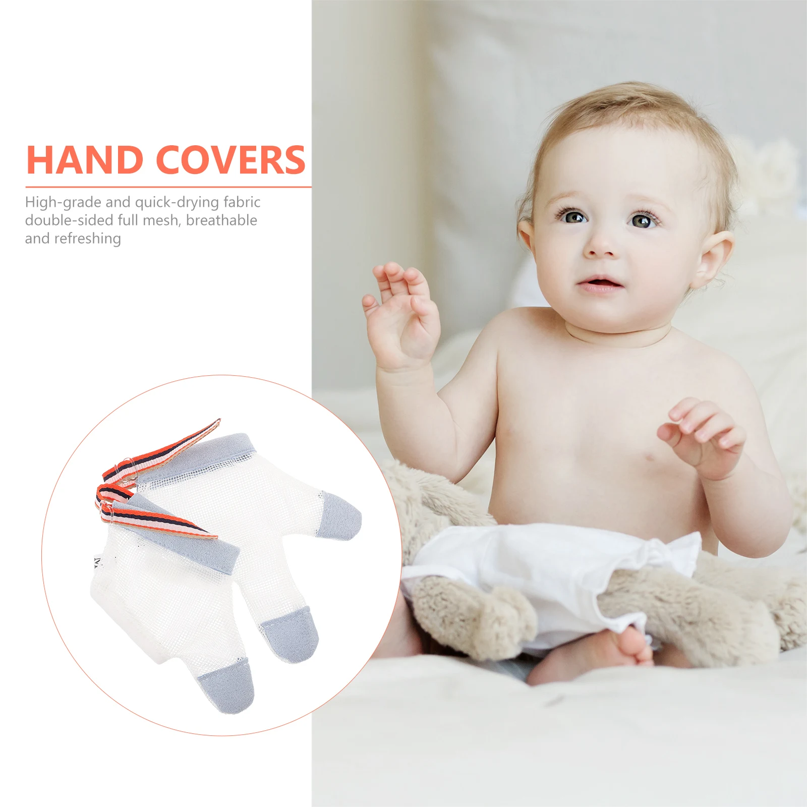 

2Pcs Baby Stop Sucking Gloves Finger Biting Guard High-Grade Quick-Dry Mesh Anti-Pull Comfortable Skin-Friendly Infant Thumb