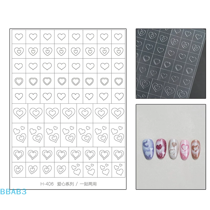 【B】Pegatinas huecas para decoración de uñas, diseño pintado con aerosol, mariposa de amor, patrón francés, accesorios para uñas, calcomanías decorativas