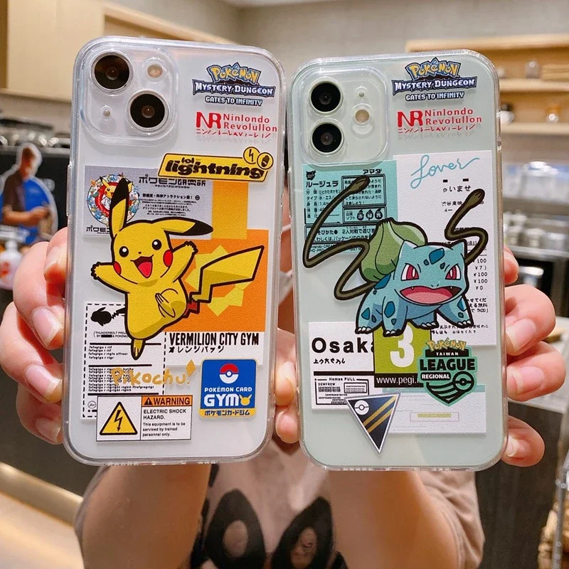 Kawaii Pikachu Protective Cover Pokemon Bulbasaur Squirtle Psyduck Gengar Phone Case for iphone 7/8 XS/XR 11 12 13 14 15 Pro Max