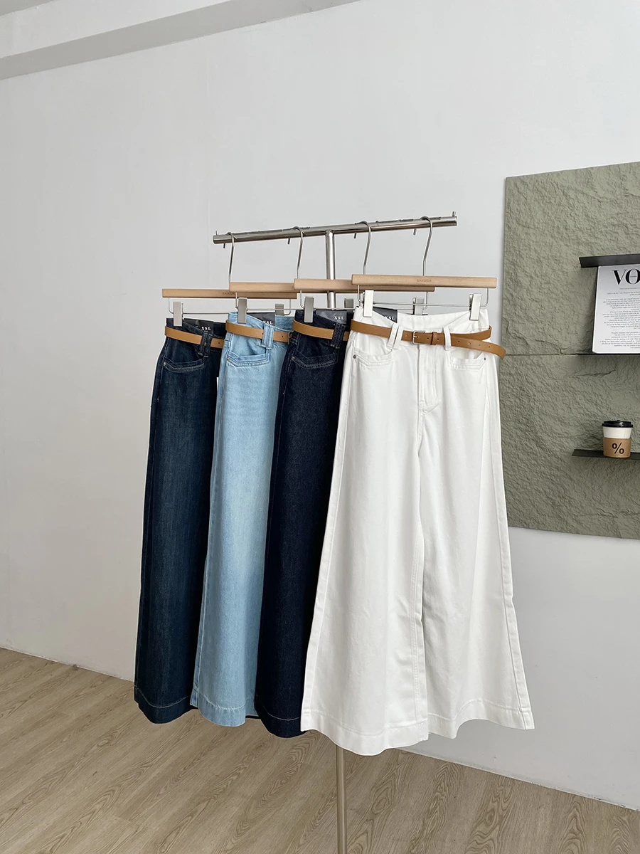 

Spring 2026 High Waist Wide Leg Loose Fit Floor Length Jeans Women's Commute Style Korean Version Daily Slimming Straight Jeans