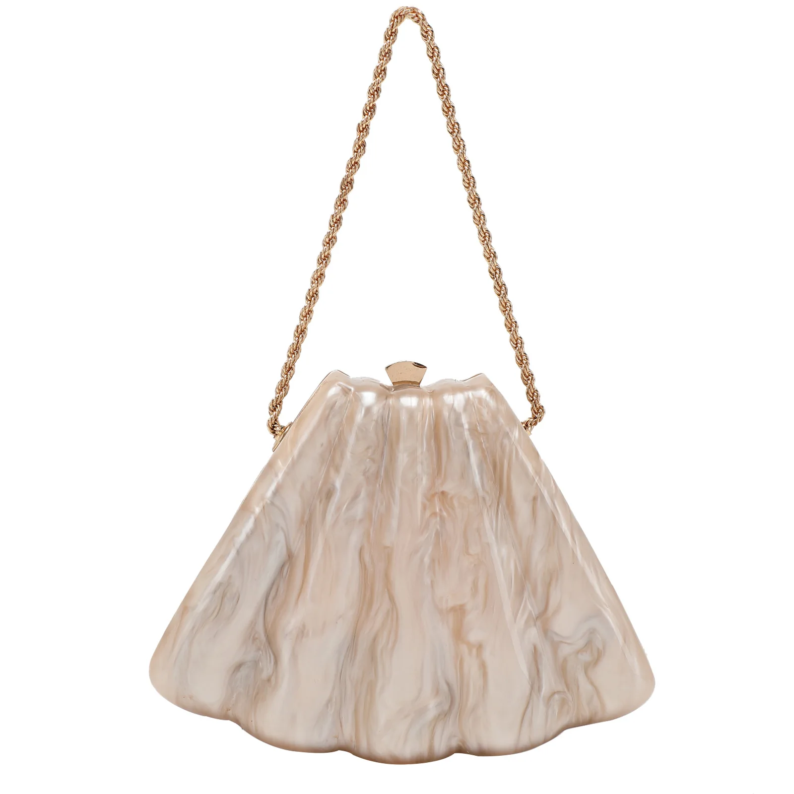 

Elegant and Fashionable Women's Acrylic Dinner Party Clutch Handbag Fan-shaped Shell Mini Handheld Party Evening Bag