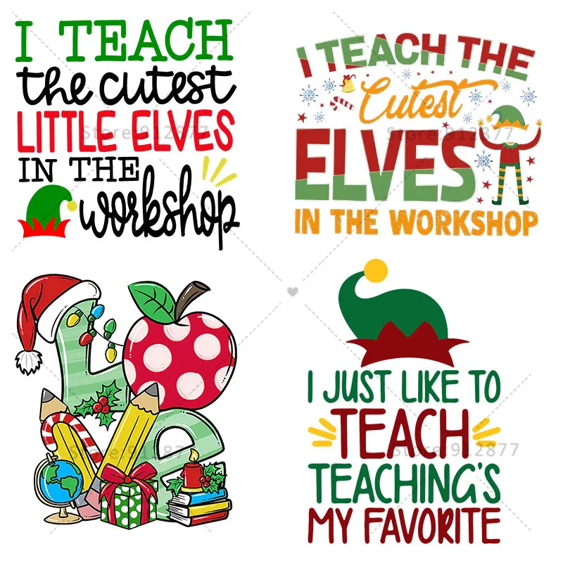 Iron-on Heat Transfers Love to teach Santa's Favorite Teacher Elf Coffee I Teach Smart Cookies Ready to Press Transfers viking