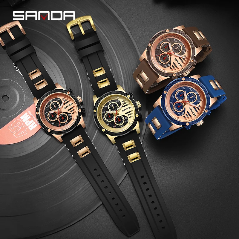 SANDA 5508 orologio da uomo Casual di alta qualità orologio da polso da uomo al quarzo militare con cronografo luminoso impermeabile di lusso