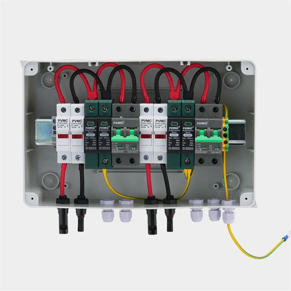 A20I 2 in 2 Out DC 600V Solar Photovoltaic PV Combiner Box with Protection 32A Fuse MCB SPD Waterproof IP65