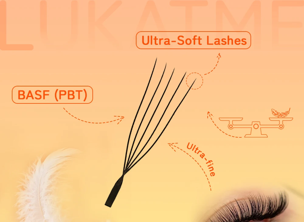 LUKATME U-Form 5D Kleeblatt Wimpernverlängerungen, vorgefertigte Fächer, Schwarz C/D/M Curl, weiche, flauschige, dreidimensionale Wimpern 7-15mm für den Salon – Detail 4