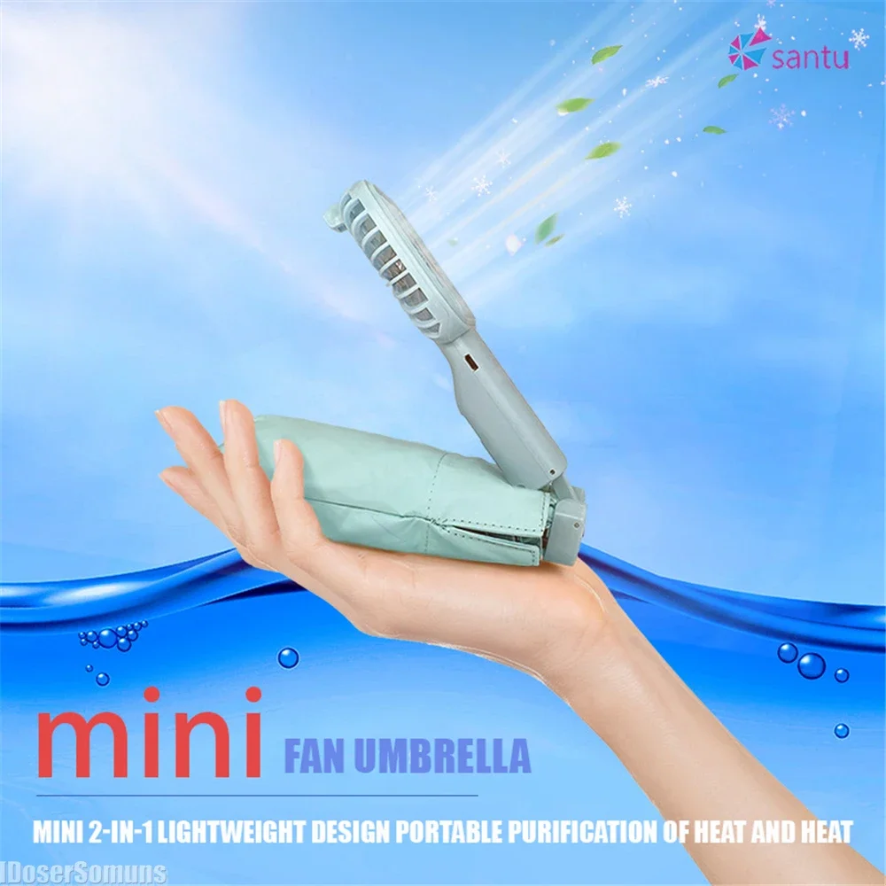 2024 NEW Mini Parasol Umbrella Portable Charging Fan Simple Summer Paraguas UV Home Isolation Modern Women Men Gift Accessory