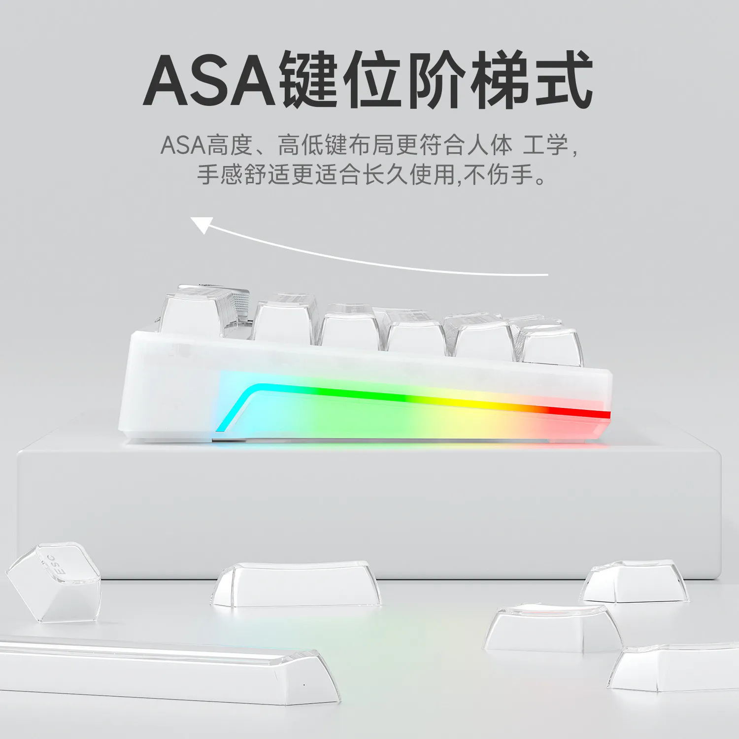 Crystal Jelly Pudding Transparent Keycap PC Two Color Injection Molded Acrylic 61/68/75/84/87/104/108 Keys
