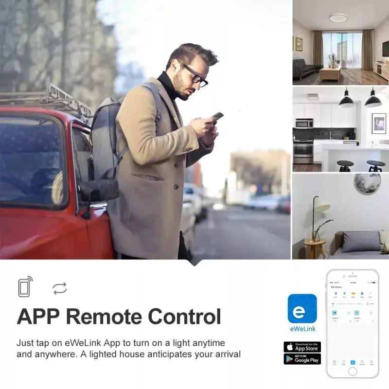 SONOFF-enchufe inteligente con Wifi para el hogar, interruptor de luz con control remoto inalámbrico, funciona con Google y Alexa, BasicR2