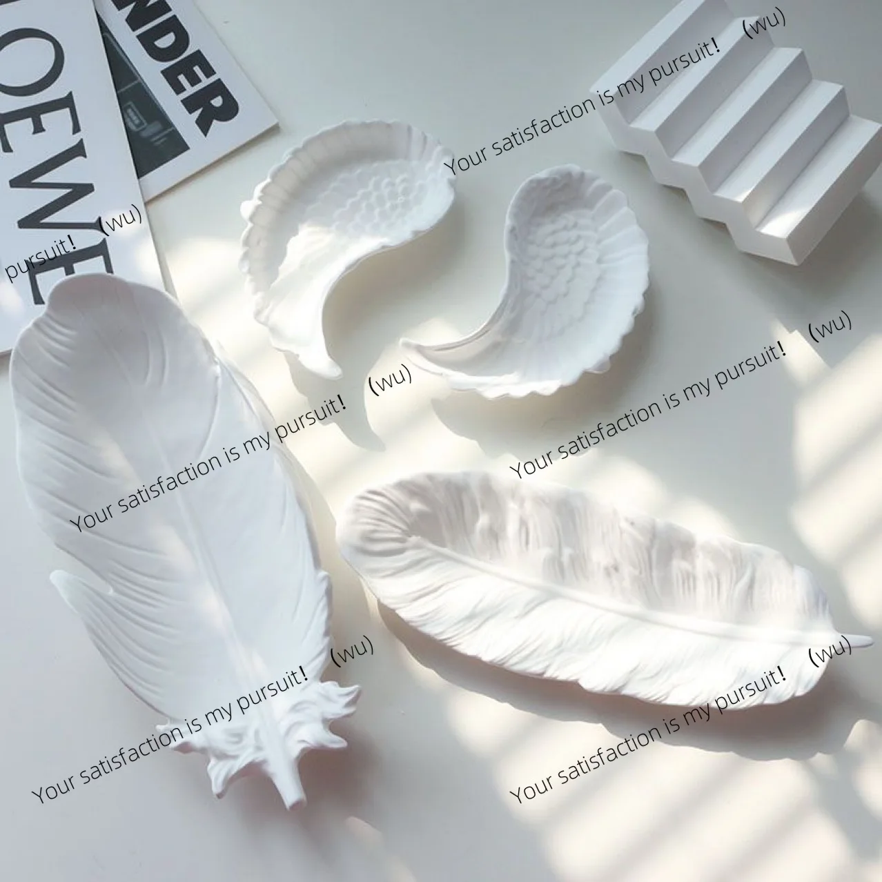 ins plaster feather wings jewelry tray necklace earrings storage tray jewelry display stand display shooting props