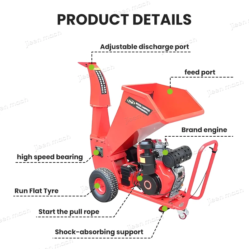 Orchard Pruning Branch Shredder Garden Campus Greening Property Movable Multi-Power Branch Crusher Wood Grinder