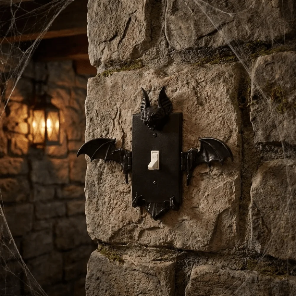 3D Printed Bat Light Switch Guard Covers Gothic Style Movable Switch Frame Cover Plastic Creative Bat Wall Decor Room Decoration