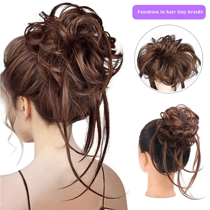 Manwei Synthetisch Krullend Donut Chignon Met Elastische Band Scrunchies Messy Bun Updo Haarstukken Extensions Voor Vrouwen